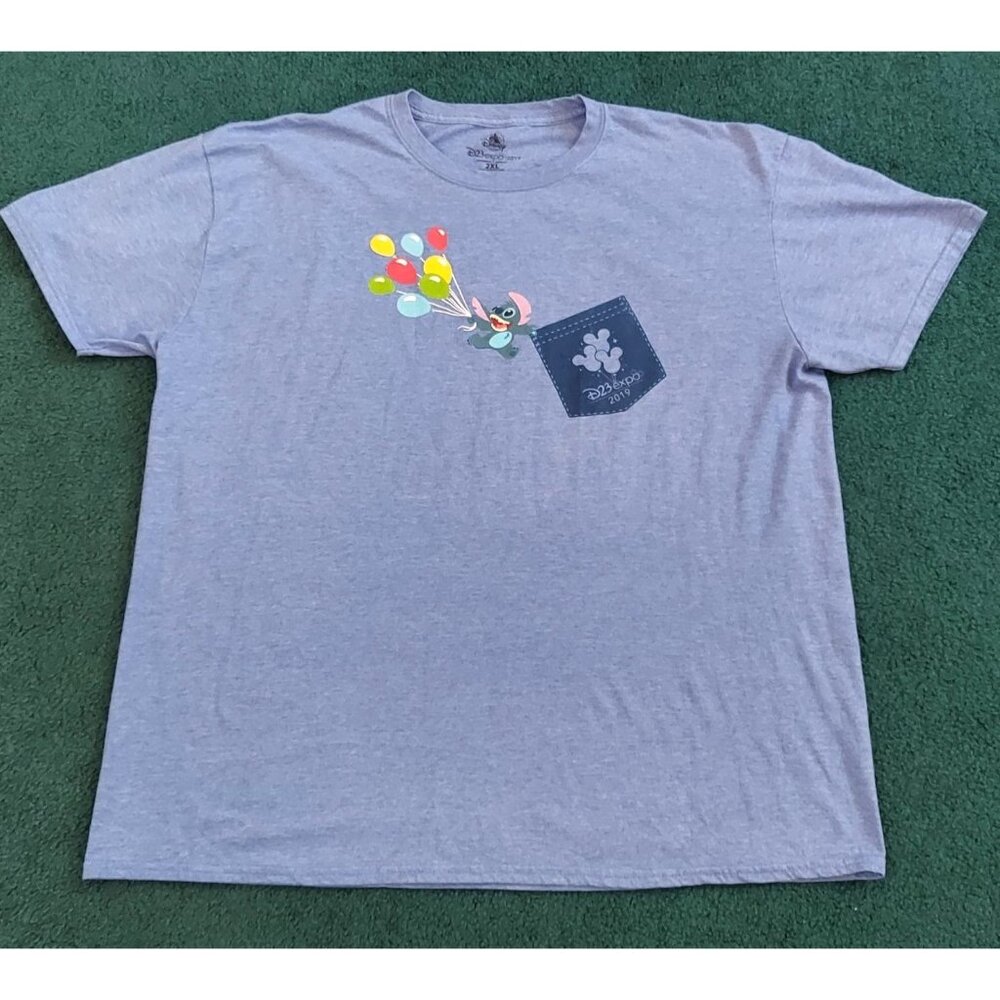 Disney Expo 2019 Best Day Ever Stitch D23 with Balloons Blue T-shirt Size 2XL